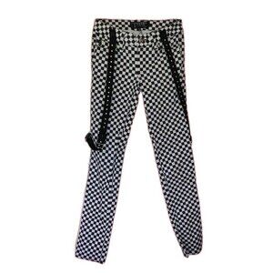 Tripp NYC Daang Goodman Checkered Bondage Pants Studded Suspenders Sz 3 Rare
